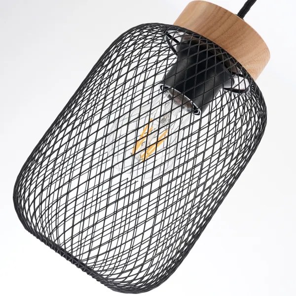 Brilagi - Pendul pe cablu BASKLITE 3xE27/15W/230V lemn de cauciuc/negru