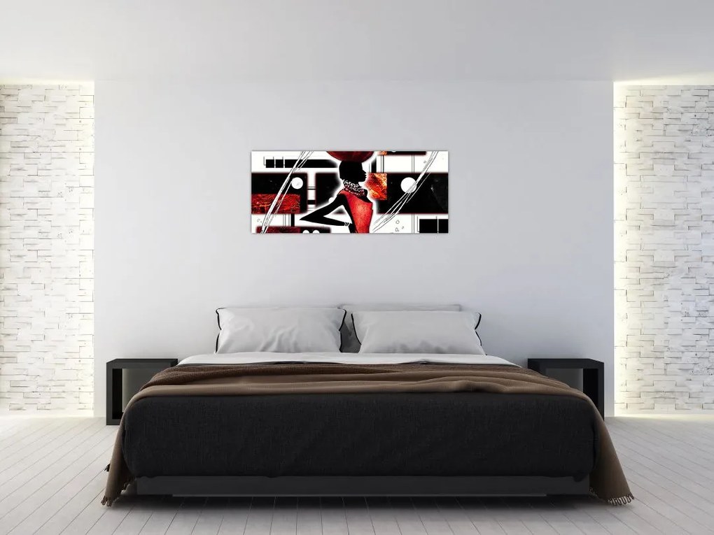 Tablou picuturii cu damă străveche (120x50 cm)