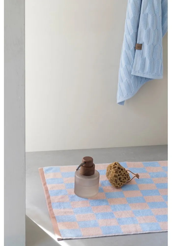 Covoraș de baie albastru/roz din bumbac organic 50x80 cm Retro – Mette Ditmer Denmark