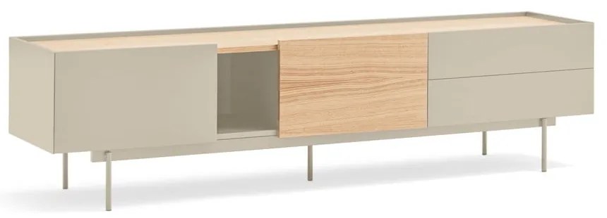 Comodă TV bej-natural cu aspect de lemn de stejar 180x45 cm Otto – Teulat