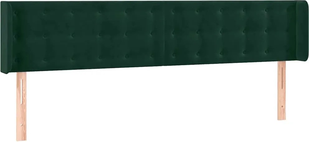 vidaXL Tăblie de pat cu aripioare verde închis 203x16x78/88 cm catifea