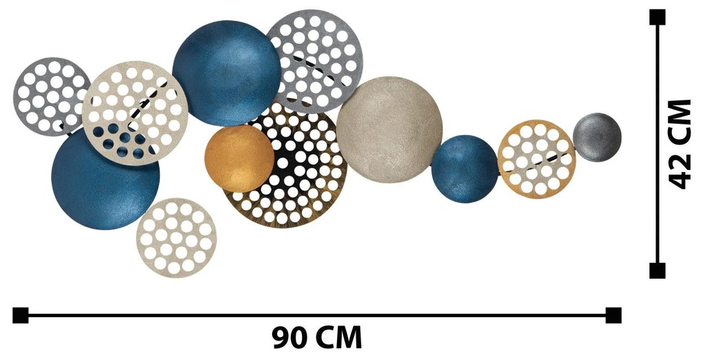 Decoratiune de perete Metal Enzo, Multicolor, 8x42x90 cm
