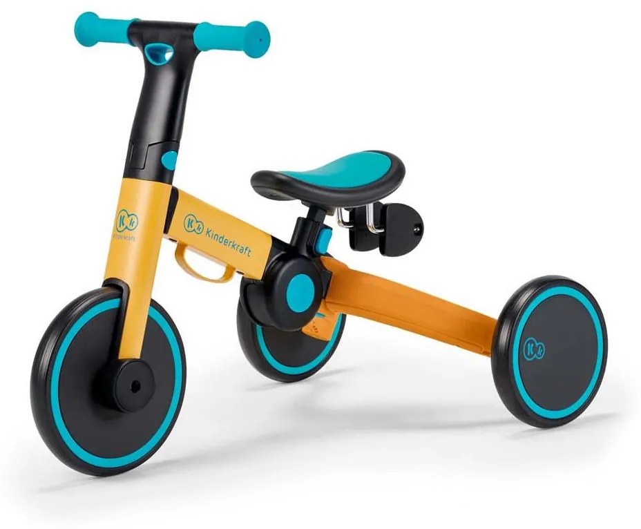 Tricicletă pentru copii 3v1 4TRIKE galbenă/turcoaz KINDERKRAFT