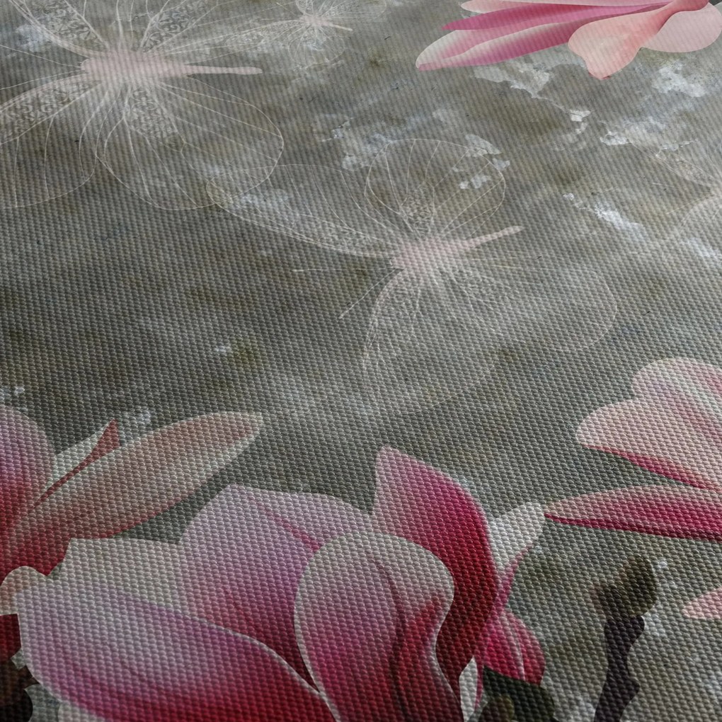 Tablou cu flori (cu ceas) (90x30 cm)