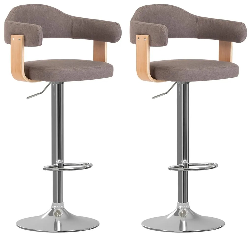vidaXL Scaune de bar 2 buc. gri taupe lemn curbat și material textil
