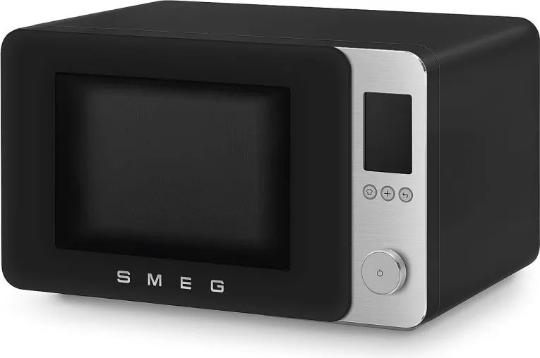 Cuptor cu microunde combinat cu aer cald SMEG Collezione MOC02BLMEU, 900 W, 27 l, 25 de programe, închidere lină, setări personalizate, negru mat