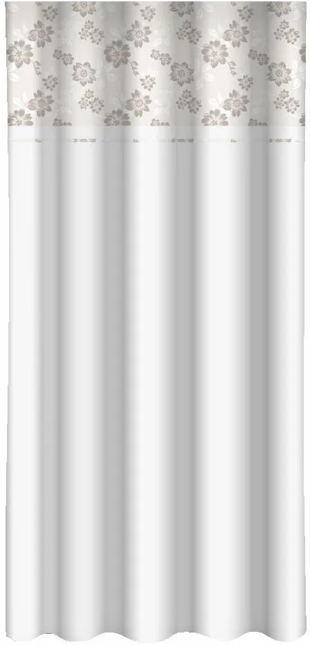 Draperie decorativă albă cu imprimare de flori bej Lățime: 160 cm | Lungime: 270 cm