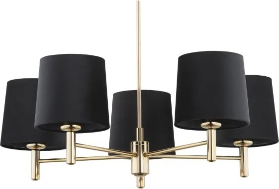 Brilagi - Lustră pe tijă MONTE 5xE27/60W/230V negru/auriu