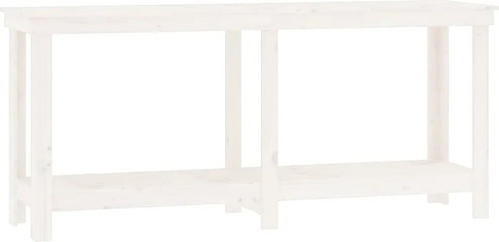 vidaXL Banc de lucru, alb, 180x50x80 cm, lemn masiv pin