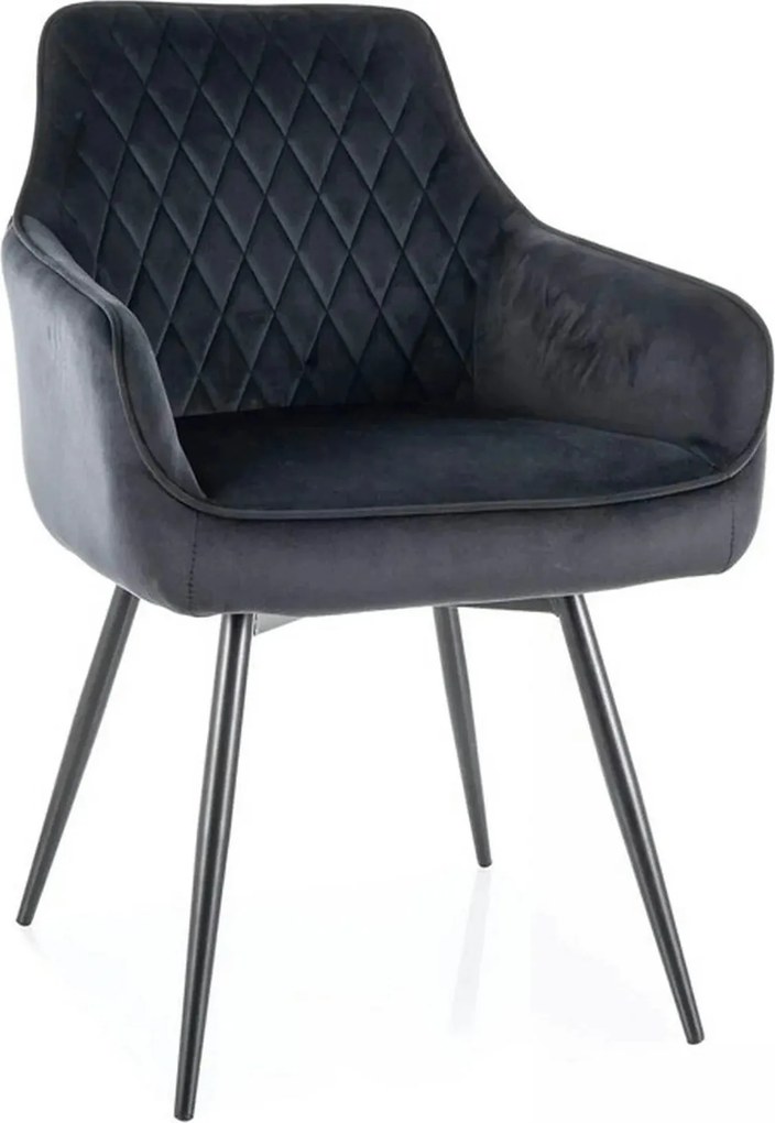 Scaun MARLO, negru - Bluvel 19, stofa catifelata/metal, 55x58x88 cm
