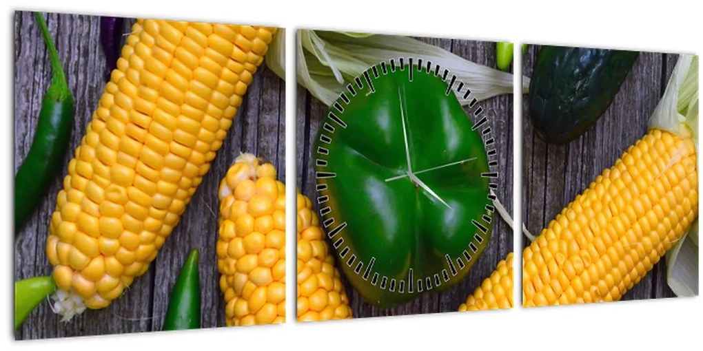 Tablou cu legume (cu ceas) (90x30 cm)