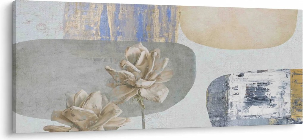 Tablou - Pictură flori și texturi (120x50 cm)
