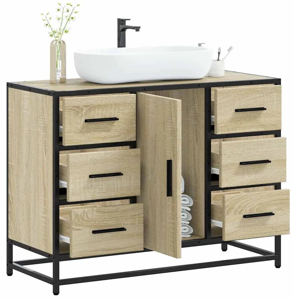 vidaXL Dulap chiuveta de baie, stejar sonoma, 80x33x60cm lemn compozit