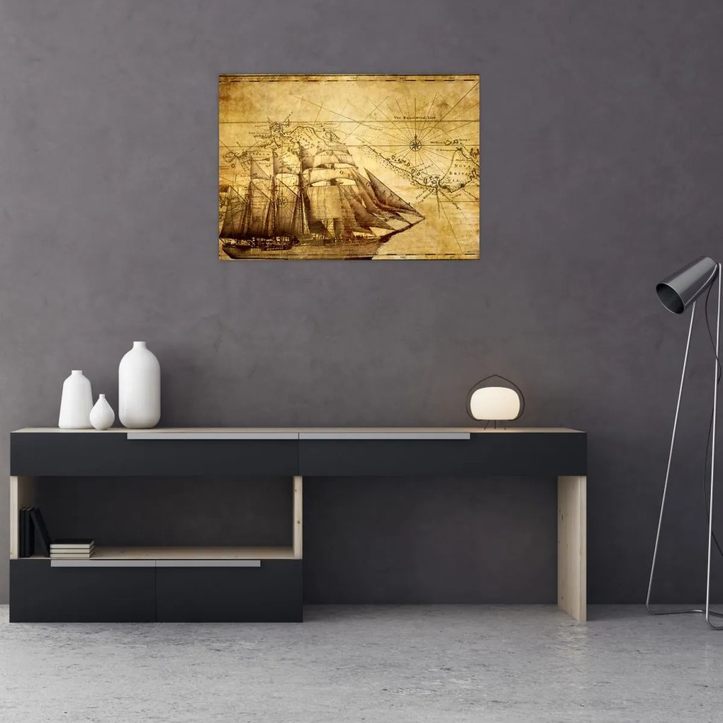 Tablou - Harta veche (70x50 cm)