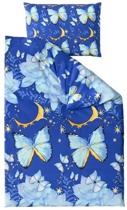 Lenjerie de pat din bumbac BLUE BUTTERFLY albastru inchis Dimensiune lenjerie de pat: 70 x 90 cm | 140 x 200 cm