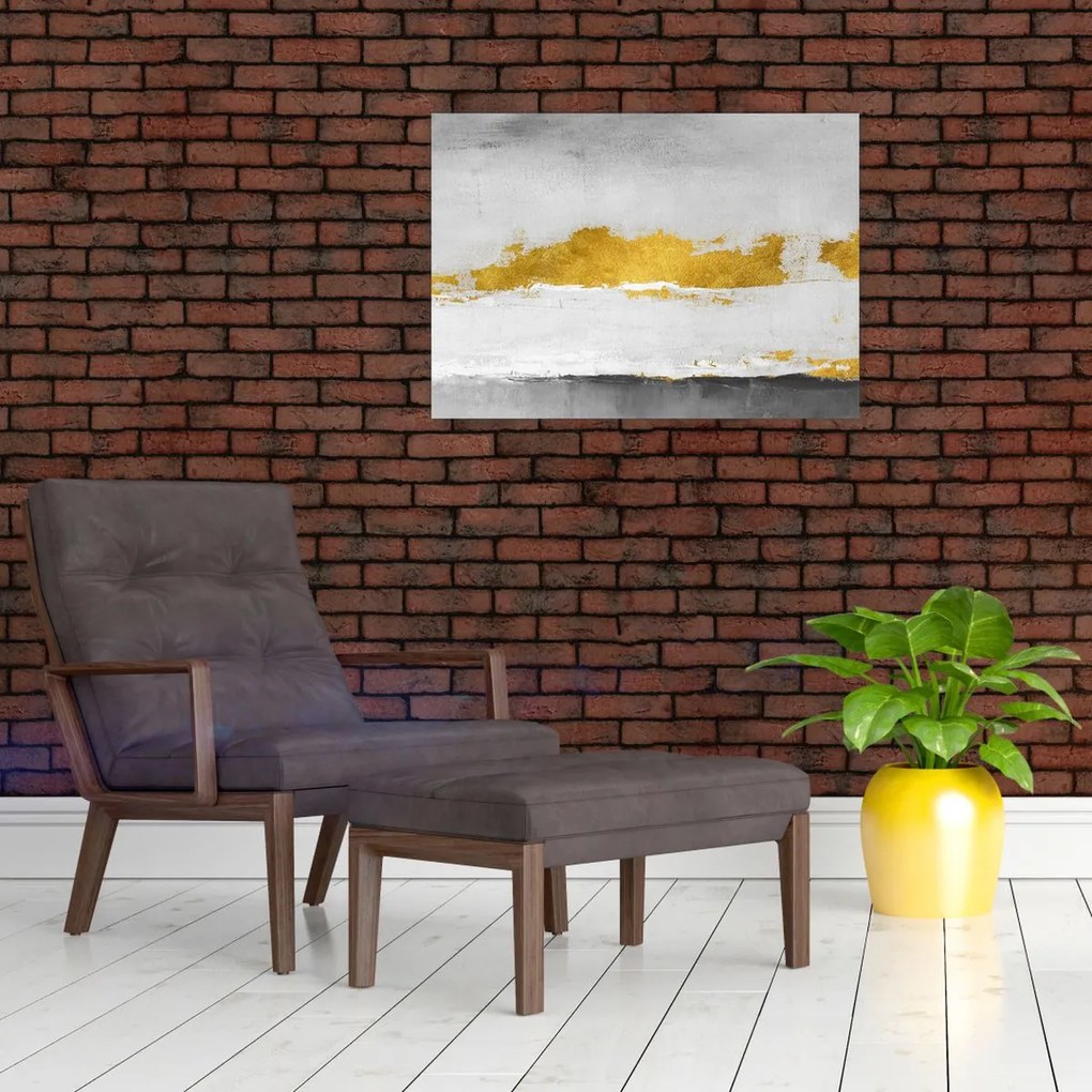 Tablou - Mișcări aurii și gri (70x50 cm)