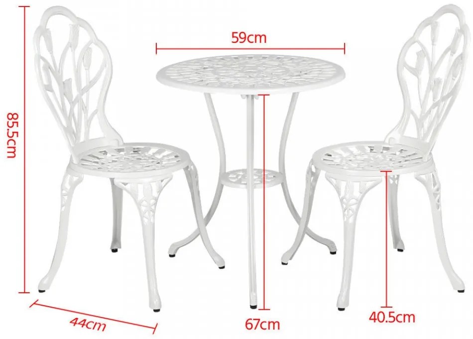 SEGA201 - Set Masa si scaune gradina, terasa, balcon, bistro - Alb