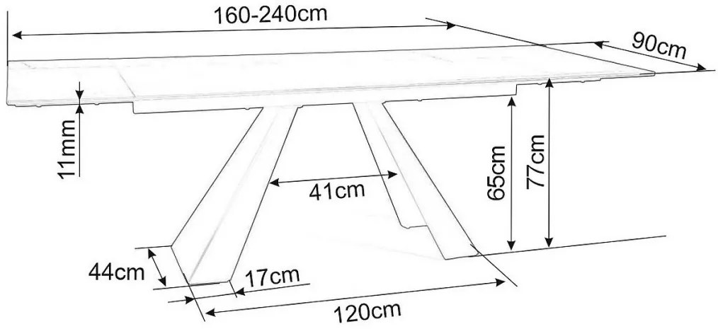 Masa extensibila Salvadore Ceramic turcoaz OSSIDO verde/negru mat L160-240 cm