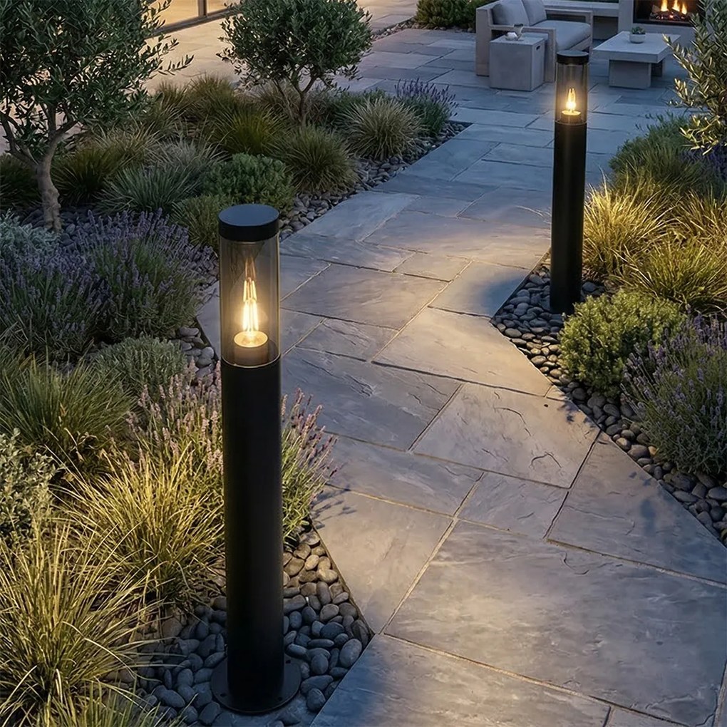Lampă de stâlp modernă pentru exterior neagră 110 cm IP44 - Rox