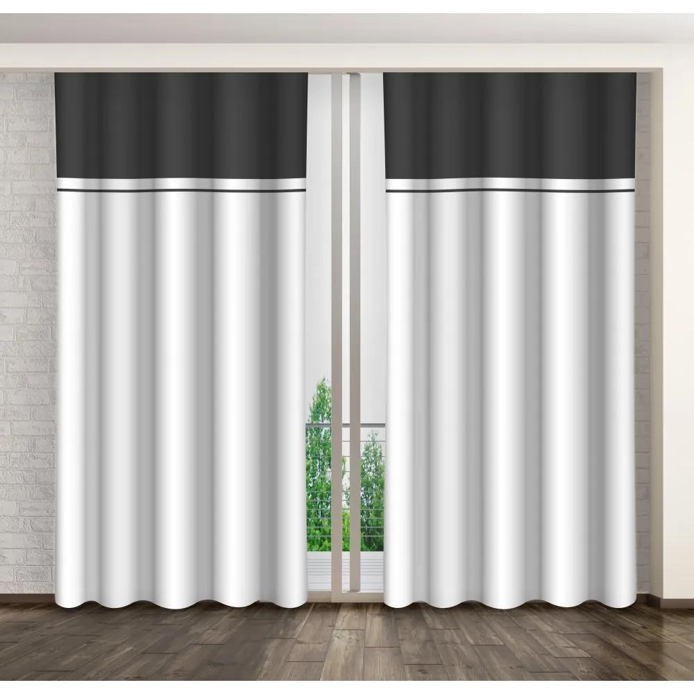 Draperie decorativă culoarea alb-gri cu sistem de prindere cu cleme Lungime: 260 cm