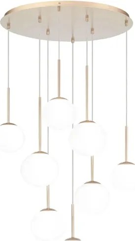 Ondaluce - Lustră suspendată pe cablu JEWEL 8xE14/10W/230V Ø 70 cm auriu/alb