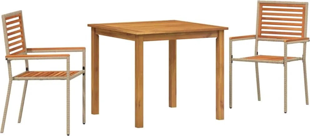 vidaXL Set de masă pentru grădină 3 pcs Bej Lemn Solid de Acacia