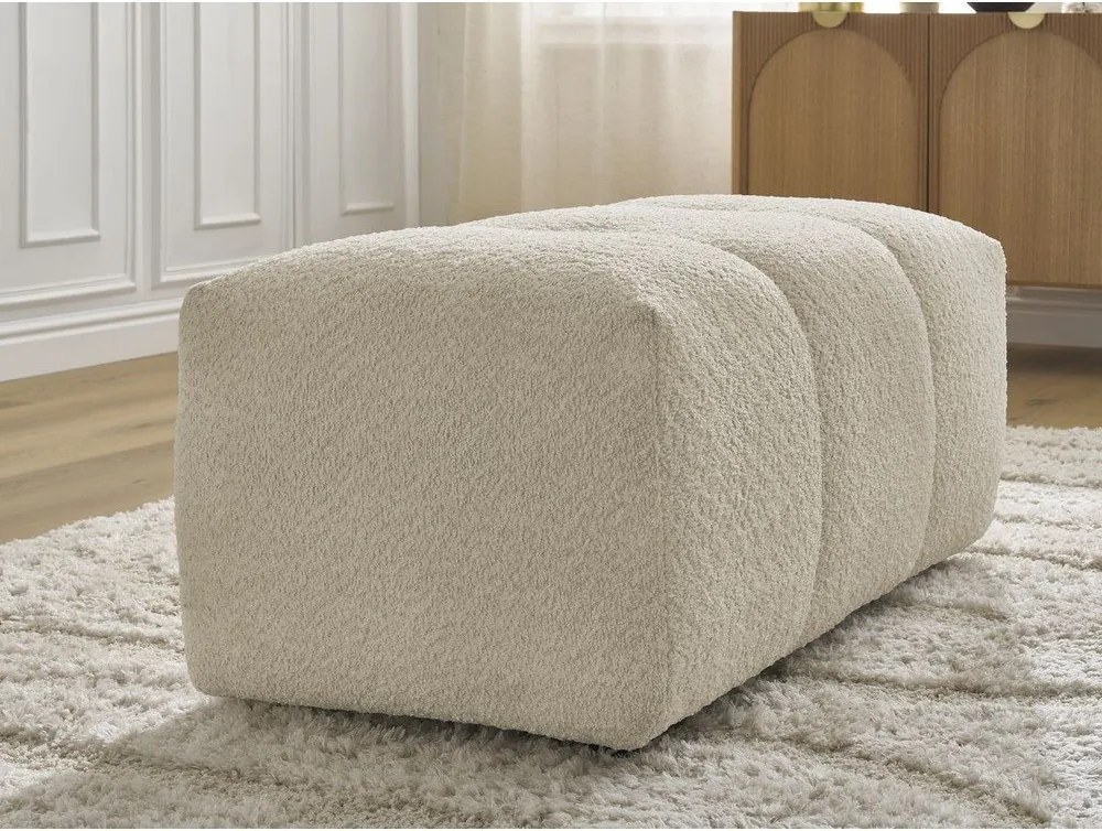 Taburet bej cu tapițerie din țesătură bouclé Roxelane – Bobochic Paris