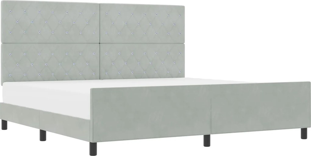 vidaXL Pat cu arcuri cu headboard Gri deschis 200 x 200 cm Catifea