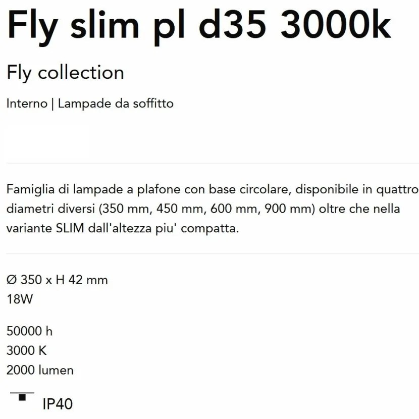 Plafoniera LED moderna Fly slim pl d35 3000k alba