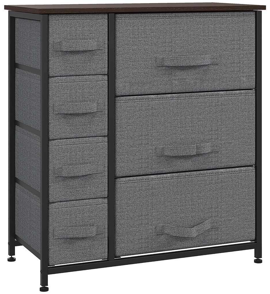 HOMCOM Șifonier 7 sertare din material textil, mobilier de depozitare modern, cadru din oțel, 63,5 x 30 x 71 cm, gri închis | Aosom Romania