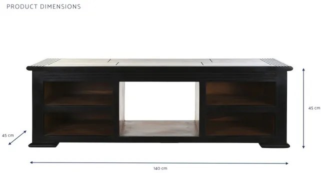 Comoda TV, neagra, din lemn de acacia, Serafina