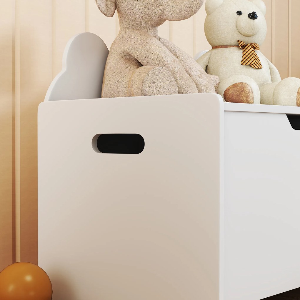 AIYAPLAY Cutie pentru jucării din lemn în formă de urs cu capacitatea de 20 kg, 60x38x48 cm, alb | Aosom Romania