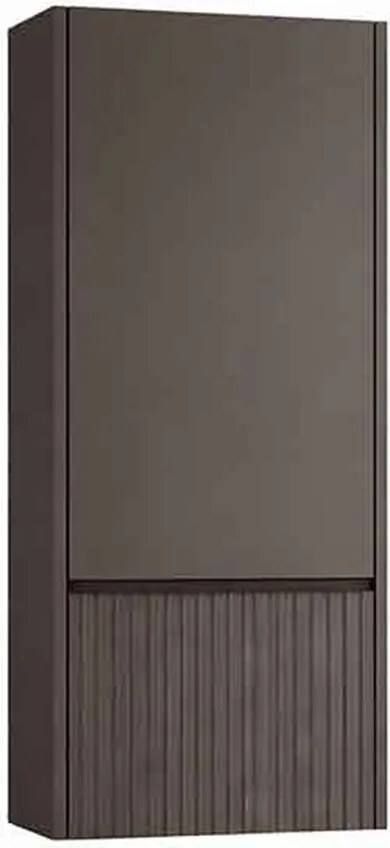 Dulap coloana mediu suspendat KolpaSan Orphia riflat 1 usa si 1 sertar 45x100 cm finisaj grafit negru