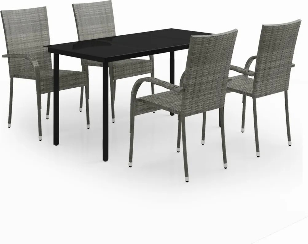 vidaXL Set mobilier de grădină, 5 piese, gri și negru
