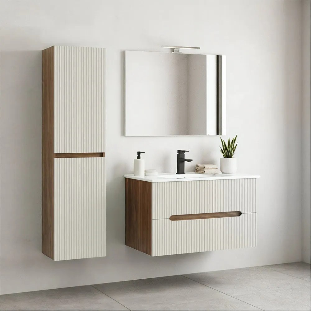 Dulap lateral suspendat Trent stejar sunset-alb