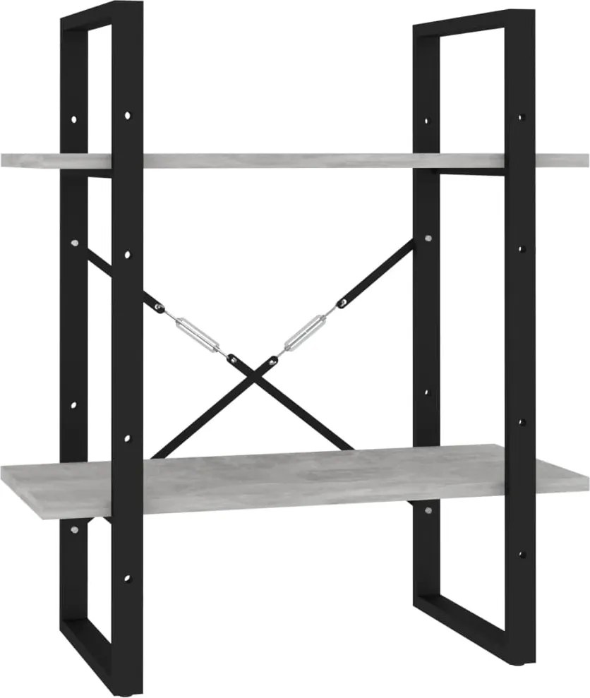 vidaXL Bibliotecă cu 2 rafturi, gri beton, 60x30x70 cm, PAL
