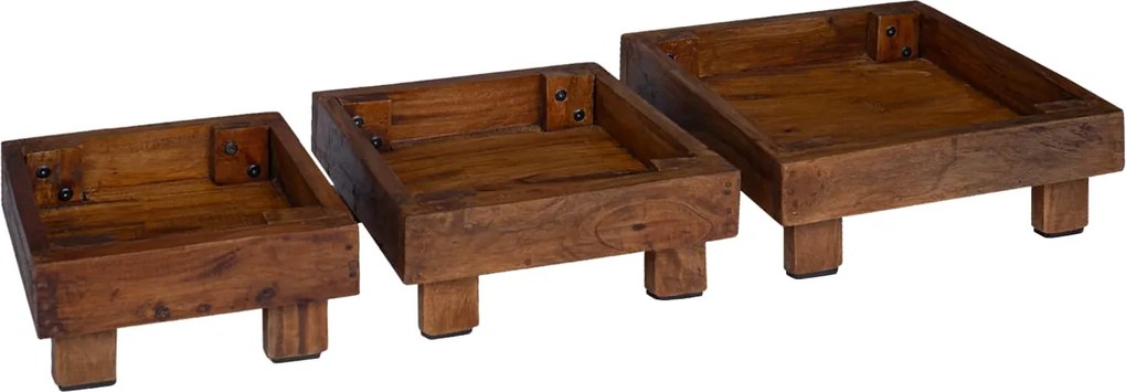 vidaXL Suport pentru plante 3 pcs Maro Lemn de mahon