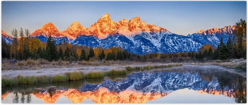 Tablou cu vârfuri de munți înzăpezăți (120x50 cm)