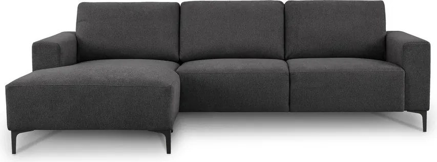 Colțar gri antracit cu tapițerie din chenille (cu colț pe partea stângă/cu șezlong) Fabian – Scandic