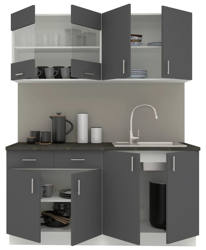 Set Bucatarie Karo V8, Antracit/Alb, Blat Thermo 28 mm, L 160 cm