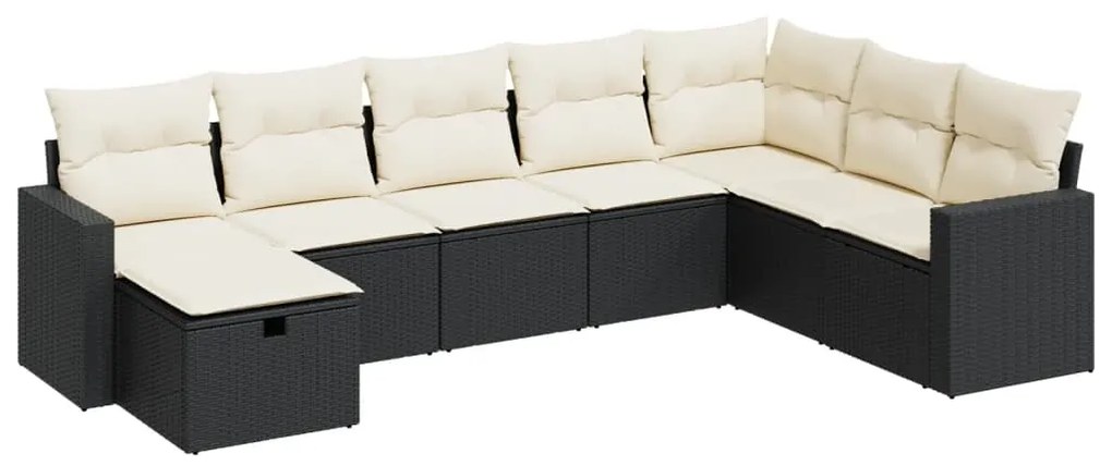 3325432 vidaXL Set mobilier de grădină cu perne, 8 piese, negru, poliratan