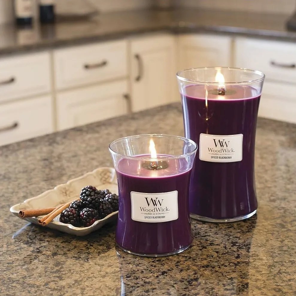 Lumânare parfumată vază mare WoodWick SpicedBlackberry, 609 g