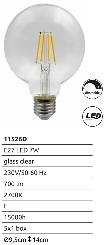 Bec dimabil LED E27 7W 700lm 2700K