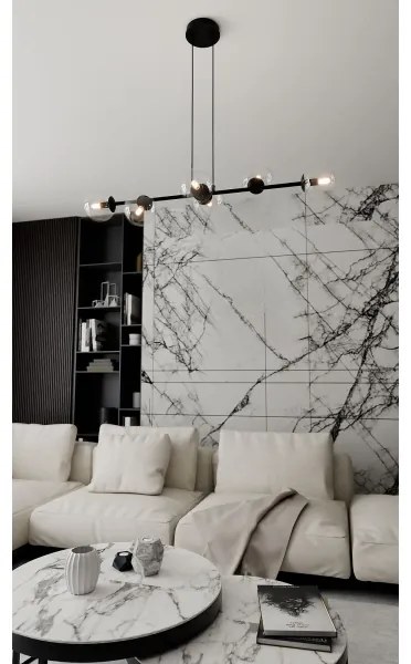 Lustră pe cablu ROSSI 6xE14/10W/230V negru/transparent