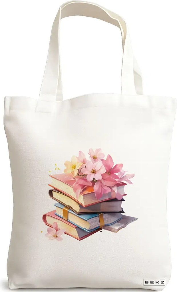 Sacosa de Panza pentru Cumparaturi, Geanta Tote, model Books 47 38 x 34.5 cm, Alba, BEKZ®