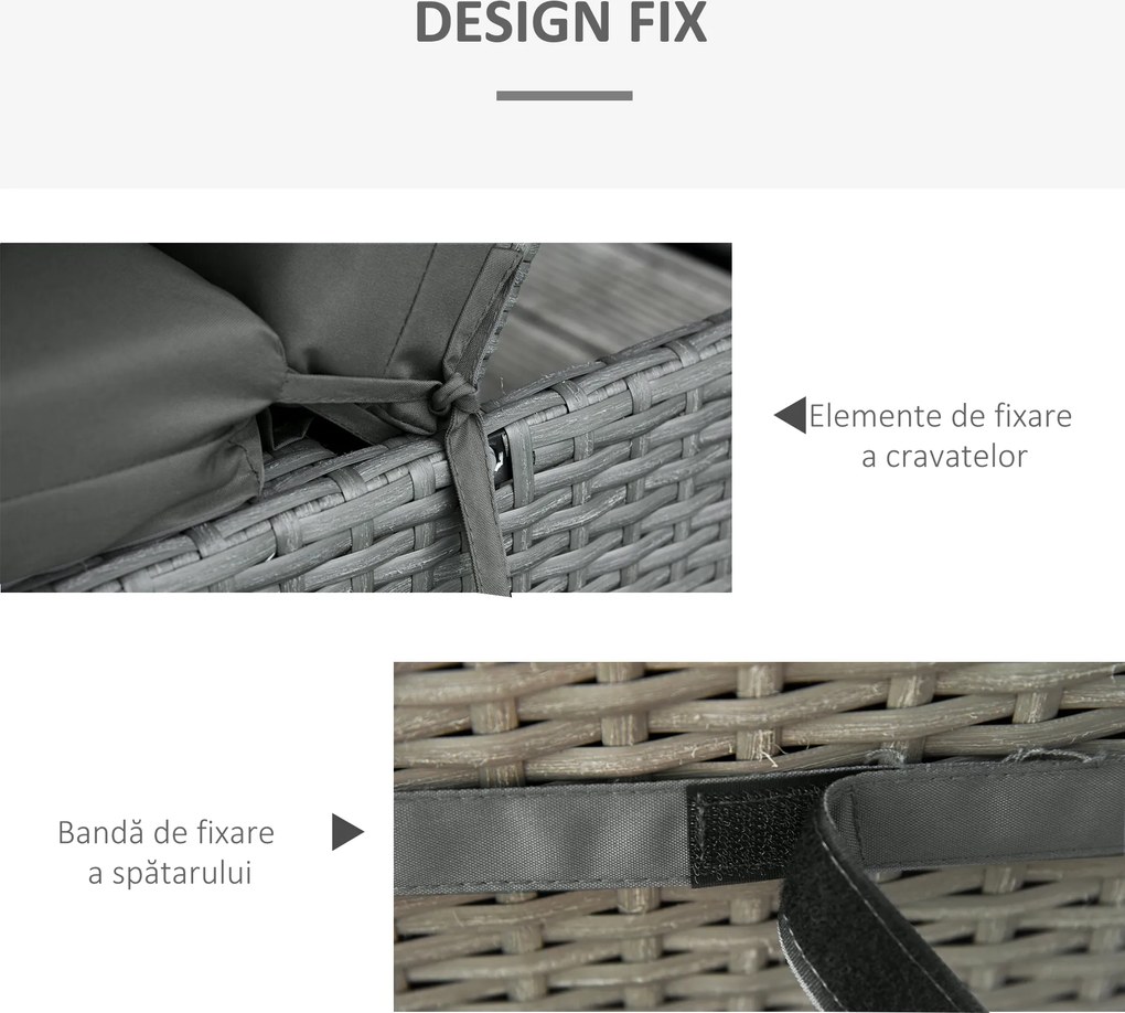 Outsunny Set 2 Perne pentru Scaune de Exterior cu Curele, Perne de Exterior Umplute cu Bumbac și Poliester, pentru Șezlonguri, Fotolii de Grădină, 196x55x8 cm, Gri Închis | Aosom Romania