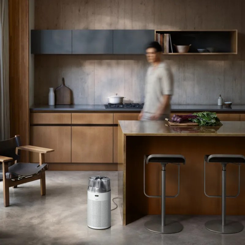 Purificator de aer Dyson HJ10 HushJet™ Purifier Compact 491355-01, 18 m², 10 viteze, Hyperdymium™, HEPA, Comenzi vocale, Oscilatie, Alb/Gri