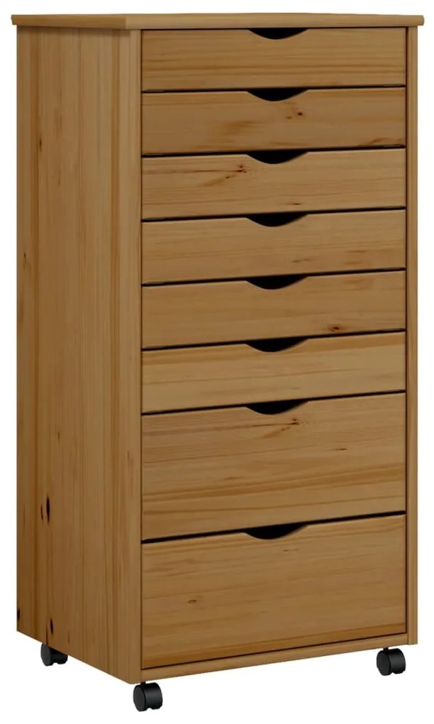 355897 vidaXL Dulap rulant cu sertare „MOSS”, maro miere, lemn masiv de pin