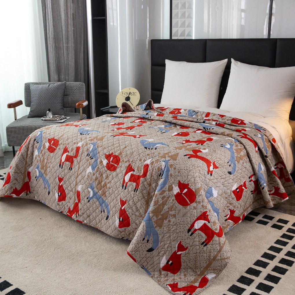 Cuvertura de pat cu model VULPEA ROSIE maro Dimensiune: 170 x 210 cm