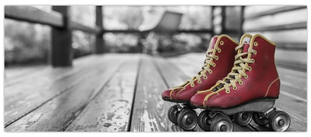 Tablou cu pantofi cu role vechi roșii (120x50 cm)
